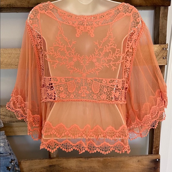 ALTAR’D STATE SZ M MESH AND LACE TOP BOHO BLOUSE - Picture 2 of 9